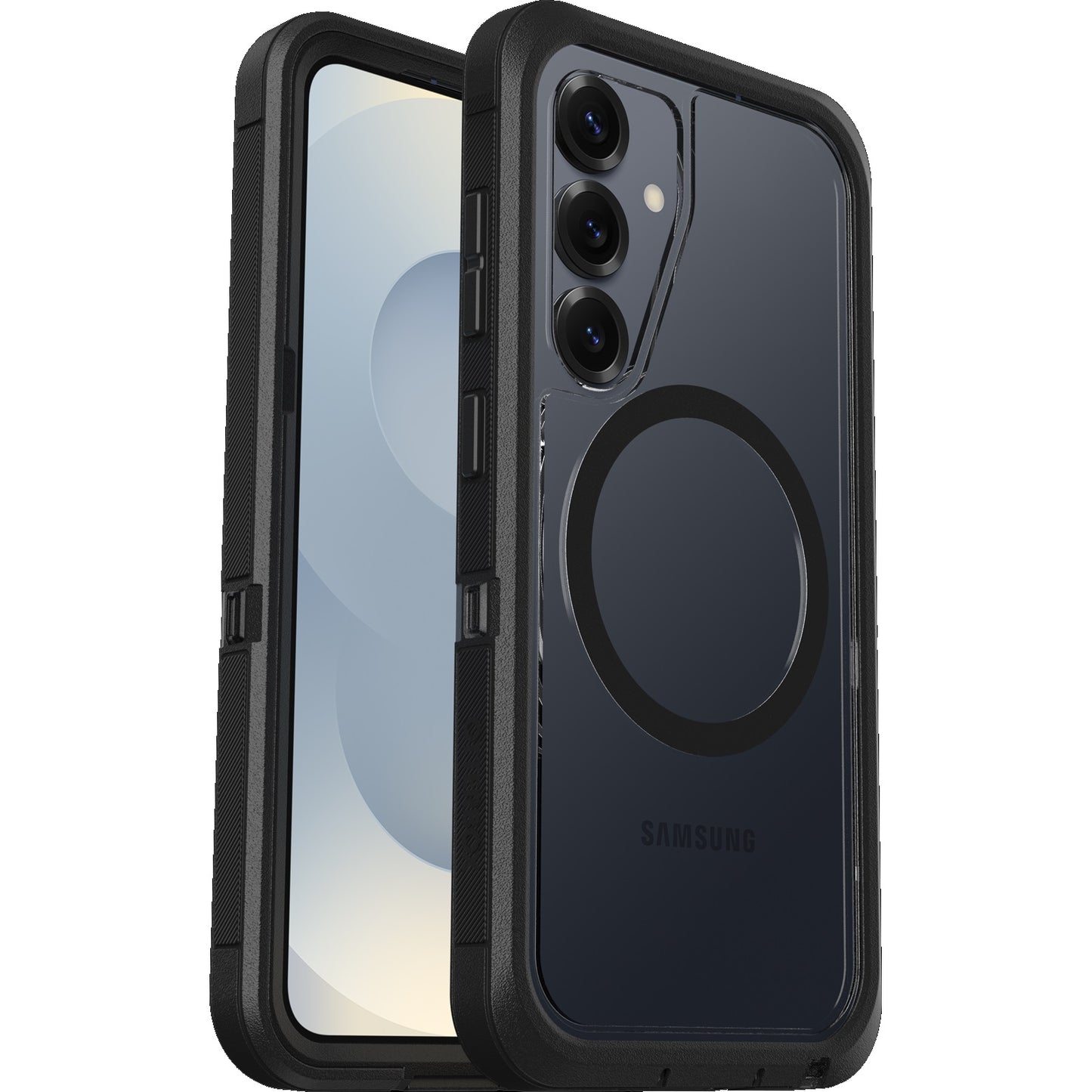 OtterBox Defender XT Clear Magnets Samsung Galaxy S25 5G (6.2") Case Dark Side Clear/Black - (77-97580), DROP+ 7X Military Standard, 7 Years Warranty