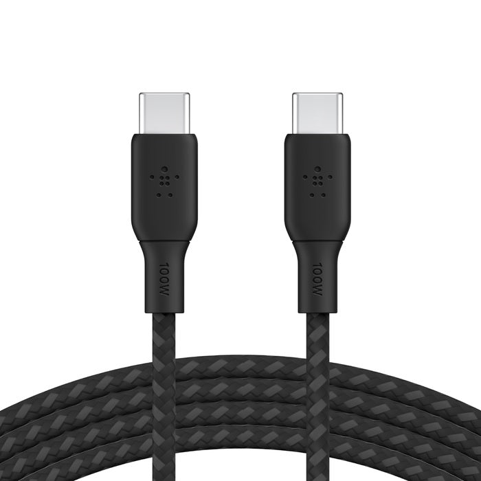 Belkin BoostCharge USB-C to USB-C Cable (3M) (Pack of 1) - Black (CAB014bt3MBK), 100W, 480Mbps, 30K+ bend, Samsung Galaxy, iPad, 2 Years Warranty
