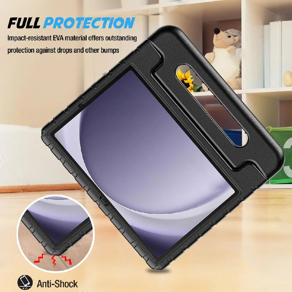 USP Samsung Galaxy Tab A9+ (11") Kid Friendly Case Black - Shockproof, Raised Edges, 180° Rotation, Portable Lightweight, Perfect for Kid