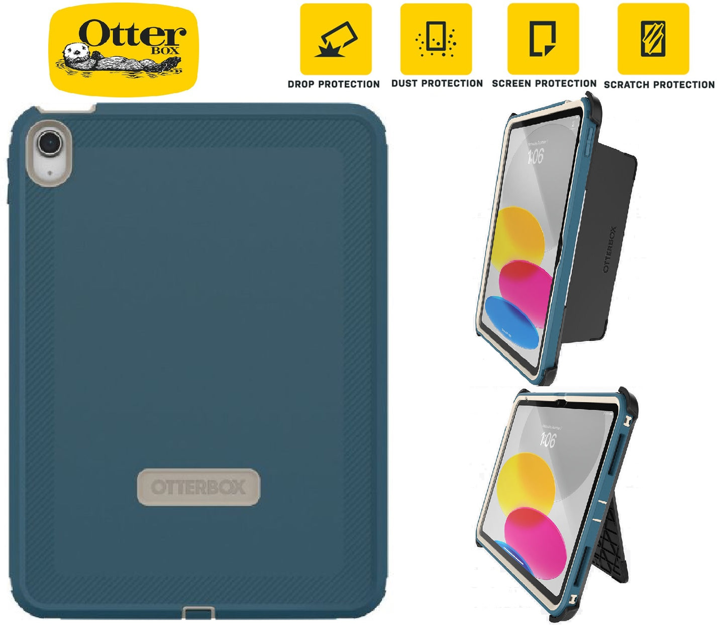 OtterBox Defender Apple iPad (11.0") 11th Gen (A16)/iPad 10th Gen (10.9") Case Baj Beach (Blue)- (77-90081),DROP+2X Military Standard,7 Years Warranty