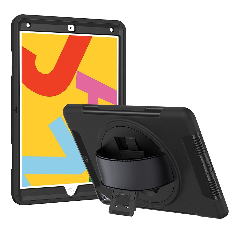 USP Rugged Samsung Galaxy Tab A7 Lite (8.7") Case Black - Built-in-Kickstand,Adjustable Hand Strap, Pen Holder,DropProof,ShockProof