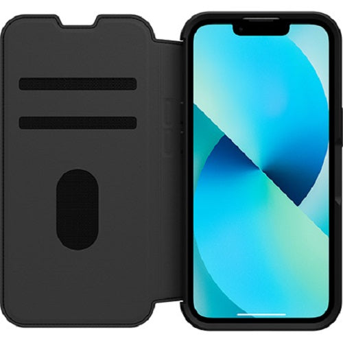 EOL OtterBox Strada Apple iPhone 16e / iPhone 13 Case Black - (77-85798), DROP+ 3X Military Standard, Leather Folio Cover, Card Holder, 7 Years Warran