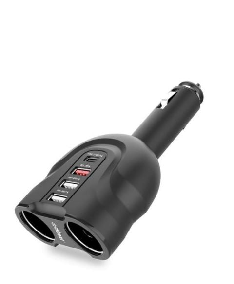 mbeat® Gorilla Power Four Port USB-C PD QC3.0 Car Charger with Cigar Lighter Splitter features built-in over heat Package Weight: 120g