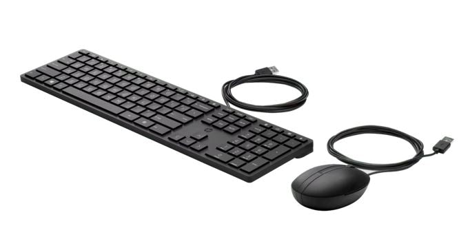 HP 320MK USB Wired Desktop Keyboard Mouse Combo Reduced-sized Low-Profile Quiet Keys Easy Clean PlugPlay for Notebook Desktop PC