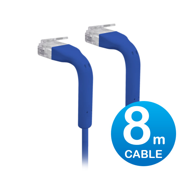 UniFi Patch Cable 8m Blue, Both End Bendable to 90 Degree, RJ45 Ethernet Cable, Cat6, Ultra-Thin 3mm Diameter U-Cable-Patch-8M-RJ45-BL