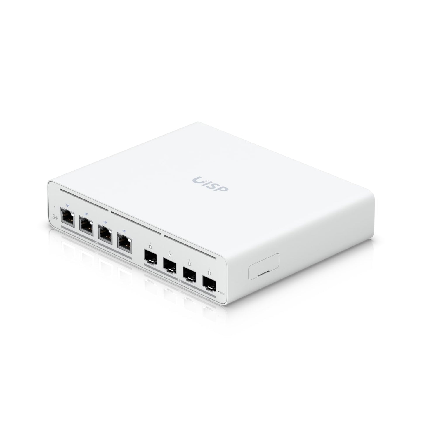 Ubiquiti UISP Switch Plus, 2.5 GbE PoE Switch For ISP Applications, RJ45 Ports, 27V Passive PoE Output, 4 10G SFP+ ports,