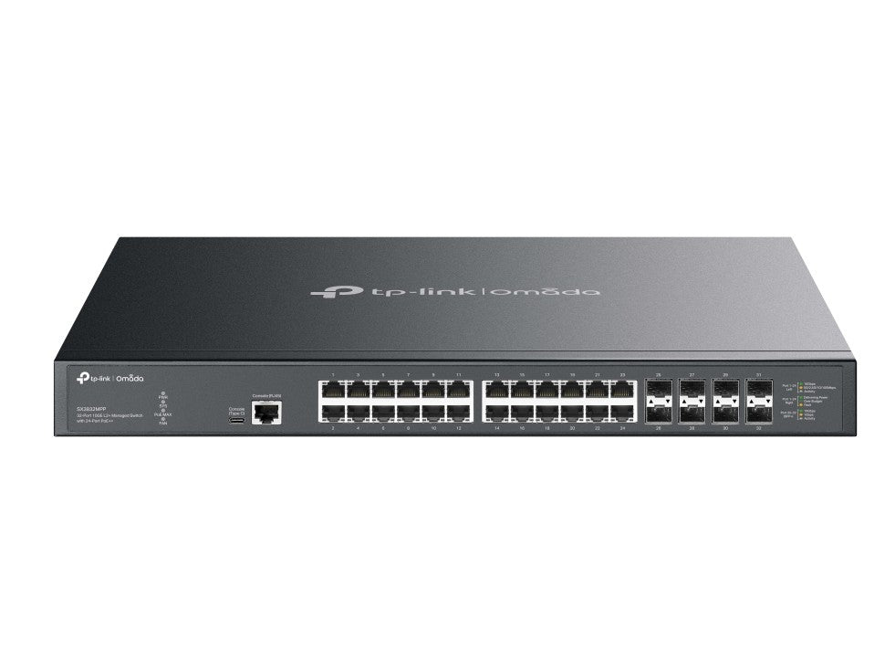 TP-Link SX3832MPP Omada 32-Port 10GE L2+ Managed Switch with 24-Port PoE++, Integration with Omada SDN Controller, Static Routing, DHCP Server, OAM, D