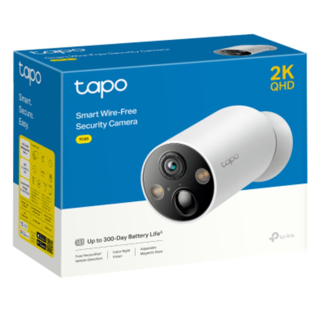 TP-Link TC85 V1.2 Smart Wire-Free Security Camera, 2K QHD (2560x1440), 2.4 GHz, Color Night Vision, Sound and Light Alarm, Remote Control, Two-Way A