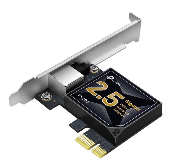 TP-Link TX201 2.5G 2.5 Gigabit PCI Express Network Adapter Low-Profile Full-Height Brackets 1× PCI Express 2.1 x 1, 1× RJ45 Gigabit/Megabit Port (NI