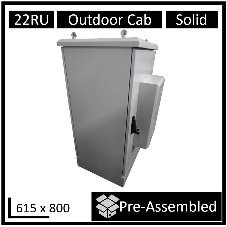 LDR Assembled 22U Floor Standing Outdoor Cabinet (615mm x 800mm) , IP55 Water Prove, 600w AC Air Conditioner, 6 Port PDU