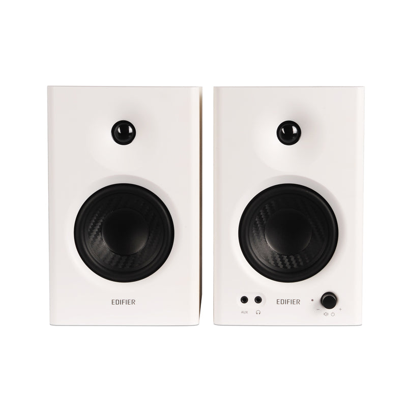 Edifier MR4 Studio Monitor - Smooth Frequency, 1" Silk Dome Tweeter, 4" Diaphragm Woofer, Wooden, RCA TRS, AUX, Ideal for Content Creators -White (LS
