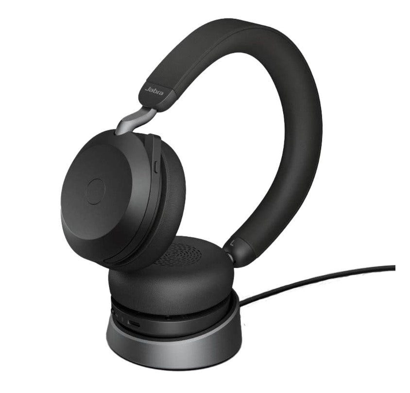 Jabra Evolve2 75 USB-C Link380c MS Stereo Stand Black, 8-Mic Technology, 36 Hours Battery Fast Charge, Dual-Foam Tech, Discreet Hide-Away Boom Arm