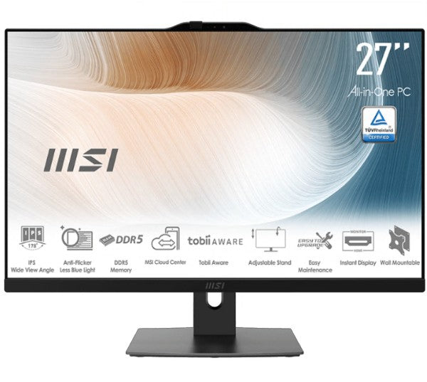 MSI Modern AM272P 1M-1219AU , Black, 27" Non-Touch, Core 5 120U/D5 64GB/1TB SSD/WiFi6/Webcam/Height Adjustable/Wired KBM/Win11Pro/3Y Onsite
