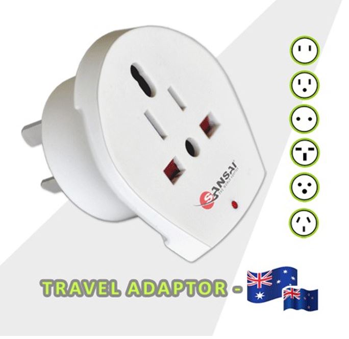 Sansai Travel Adaptor STV-018 for 240V equipment from Britain USA Europe Japan China Singapore Korea Italy to use in Australia NZ Hot Sealed Packl