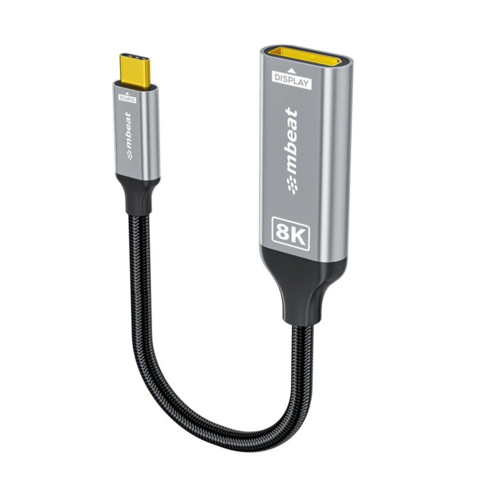 mbeat Tough Link 8K USB-C to DP Adapter - Space Grey USB-C (male) to DisplayPort (female) Up to 32.4Gbps (DisplayPort 1.4)