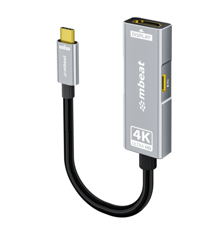 mbeat Tough Link USB-C to HDMI Adapter with 100W PD - Space Grey 5V-20V/5A, 100W PD Up to 4K (3840 x 2160) @60Hz