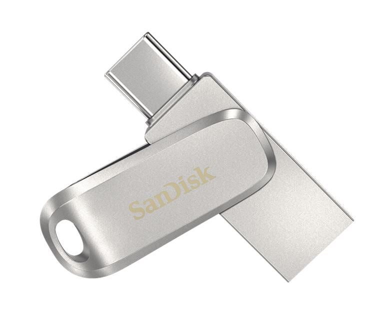 SanDisk 128GB Ultra Dual Drive Luxe USB-C USB-A Flash Drive Memory Stick 150MB/s USB3.1 Type-C Swivel for Android Smartphones Tablets Macs PCs