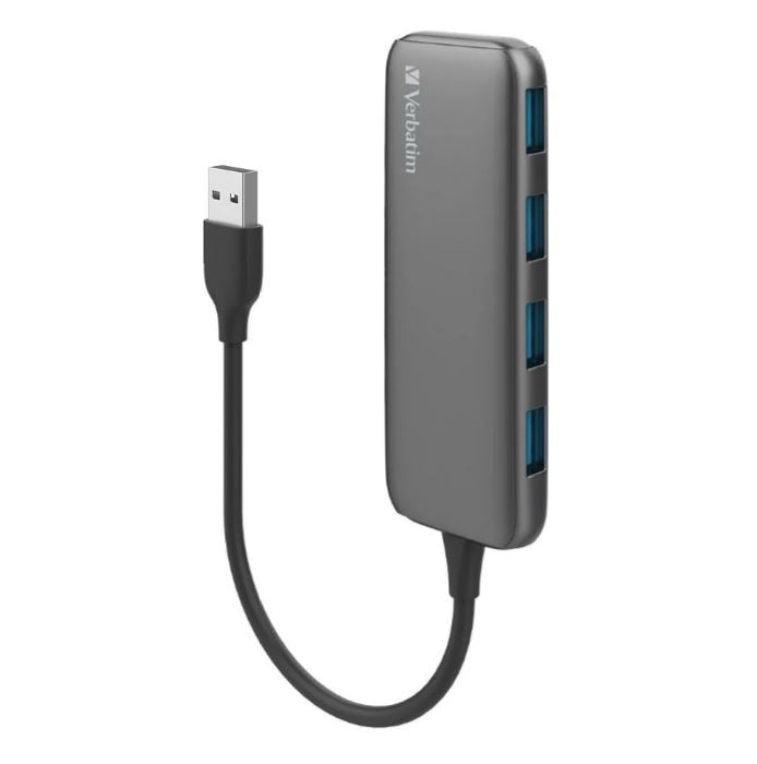 Verbatim USB 3.1 Gen 1 Hub, plug and play. SuperSpeed Transfer Rate up to 5Gbps, Backwards Compatible with USB 2.0 and 1. Slim profile.