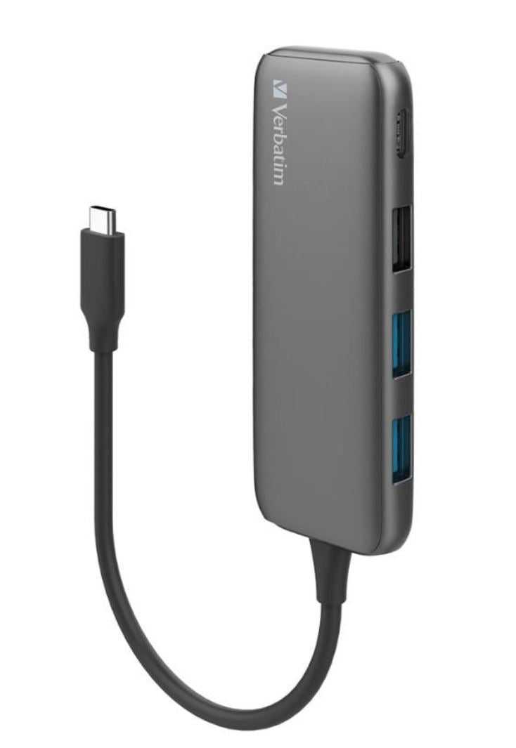 Verbatim USB-C Hub with 2x USB 3.0, 1x USB 2.0 1x USB C port - Space Grey