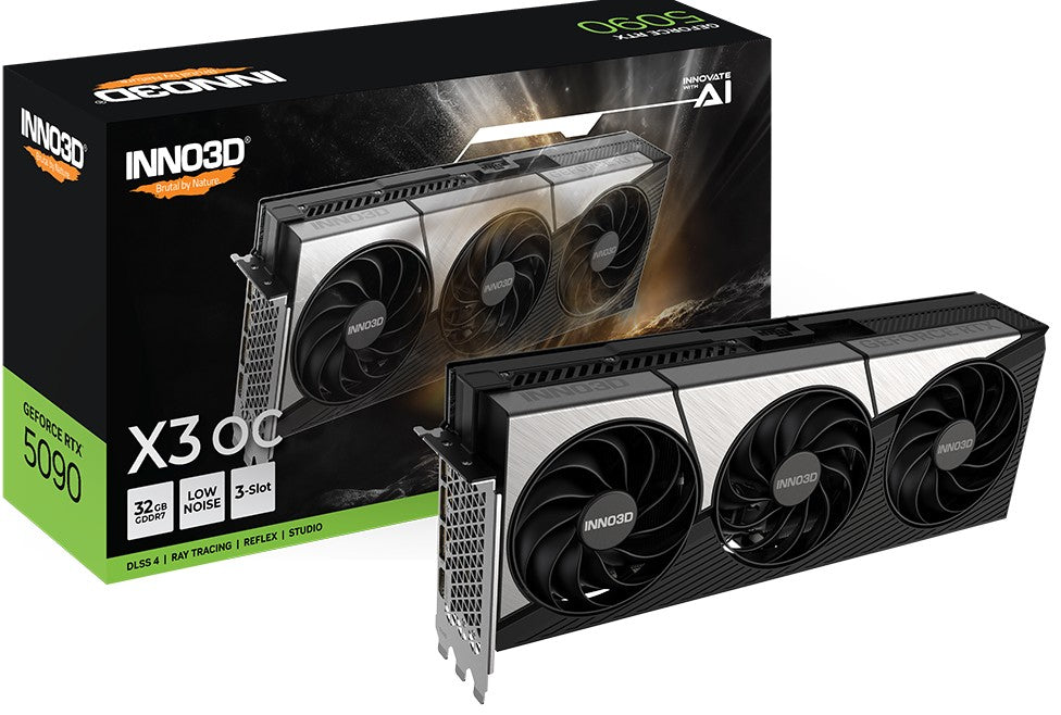 INNO3D nVidia GeForce RTX 5090 X3 OC 32GB GDDR7 2452MHz Boost Clock, RAM 28Gbps, 3x DP, 1xHDMI 333x137x60mm (3-slot)