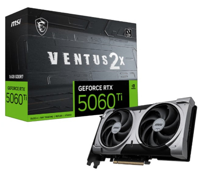 MSI nVidia GeForce RTX™ 5060 Ti 16G VENTUS 2X PLUS, PCI Express® Gen 5 x16, Boost: 2572 MHz, CUDA 4608 Units, 16GB GDDR7, HDMI™ x 1