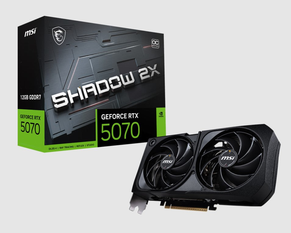 MSI nVidia GeForce RTX™ 5070 12G SHADOW 2X OC, PCI Express® Gen 5, Boost: 2542 MHz, CUDA 6144 Units, 12GB GDDR7, HDMI™ x 1