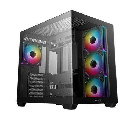 DeepCool CG530 4F ATX Case, Tempered Glass, 4 Pre-Instaled Fans, USB3.0×2?Gen2 Type-C x1?Audio/Mic×1, Cable,  Supports Rear Connector