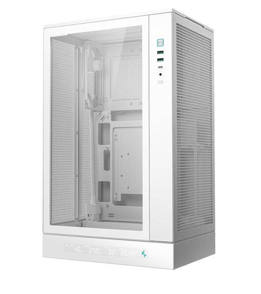 DeepCool CH270 DIGITAL WH M-ATX Case Full sized Air Cooler Support,360mm AIO support, USB3.0/Type-C/Hybrid audio ports in I/O,3 Dust Filters