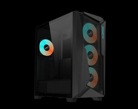 Gigabyte C301V2 RGB Tempered Glass E-ATX Black Mid Tower Gaming Chassis  2x3.5" 2x2.5" 2xUSB3.0 Detachable Dust Filter Liquid Cooling PSU Standard ATX