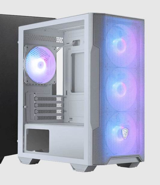MSI MAG PANO 110R PZ  WHITE Micro ATX Case, 2 x USB 5Gbps , 1x USB C 20Gbps, 1 x Audio-Out / Mic,, 3x 2.5", 2x 3.5", Micro ATX / Mini ITX(NEW)