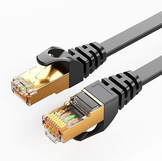 8Ware CAT7 Cable 0.5m (50cm) - Black Color RJ45 Ethernet Network LAN UTP Patch Cord Snagless Flat cable