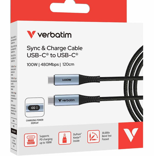 Verbatim Sync  Charge USB C to USB C 100W Display 120 cm