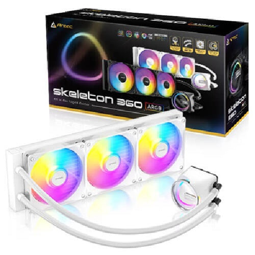 Antec Skeleton 360 ARGB-WHITE, All-in-One Liquid Cooler, 360mm, PWM ARGB fans, 2000RPM, 72.29CFM, ?32dB, Intel/AMD support, aluminum radiator, 3Y wty