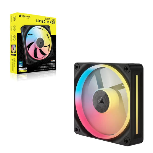 Corsair iCUE LINK LX120?R RGB 120?mm PWM Reverse Fan Expansion Single Pack – Black: 66.7?CFM, 2400?RPM, 37.7?dBA, 0.4?A,Static Pressure, Magnetic Dome