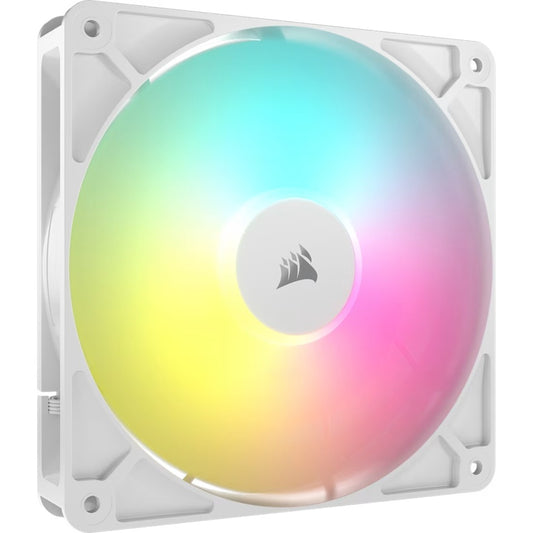 Corsair RS140 ARGB 140mm PWM Fan?- Single - White: 95.5?CFM, 1700?RPM, 36?dBA, 0.45A, RGB lighting, Static Pressure, Magnetic Dome Bearing