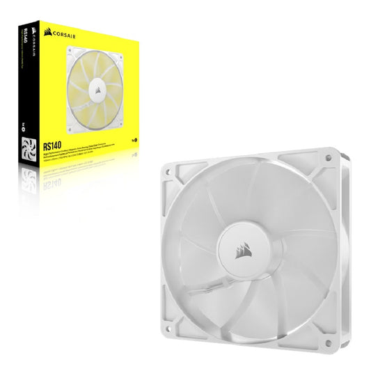 Corsair RS140 140mm PWM Fan - Single Pack - White: 95.5?CFM, 1700?RPM, 36?dBA, 045A, Static Pressure, Magnetic Dome Bearing