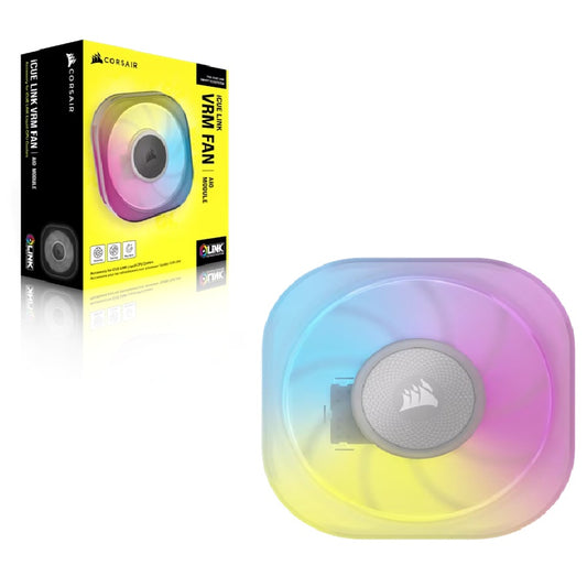 Corsair iCUE LINK CapSwap Module – VRM Fan – White – 70×70×15?mm, 3000?RPM, 20.5?CFM, 2.4?mm?H?O, 78×78×37?mm, 0.155?kg, digital control, 2?yr wty