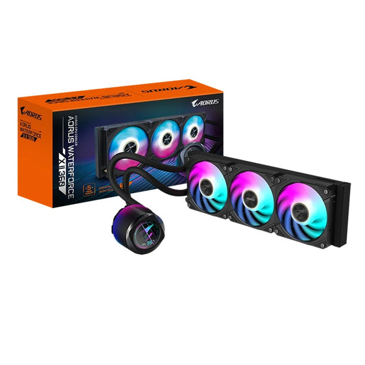 Gigabyte AORUS WATERFORCE X II 360 LCD display AIO liquid cooler, Intel 2066, 2011,1366,115x,1700, AMD TR4, AM5, AM4, sTRX4