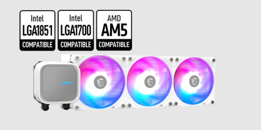 MSI MAG CORELIQUID A13 360 WHITE, 2.4", IPS, USB 2.0 pin header, SATA, 2 fans, Two Ball Bearing, AM5 / AM4, 3 Year warranty
