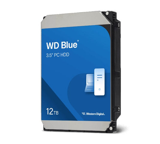 Western Digital WD Blue PC Desktop Hard Drive - 12TB, 3.5", SATA, up to 260MB/s, 7200 RPM, CMR, 512MB, 2Y Warranty