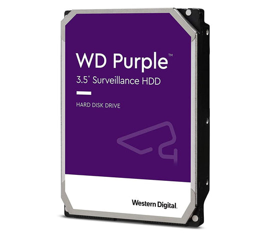 Western Digital WD Purple 1TB 3.5" Surveillance HDD 5400RPM 64MB SATA3 110MB/s 180TBW 24x7 64 Cameras AV NVR DVR 1.5mil MTBF 3yrs