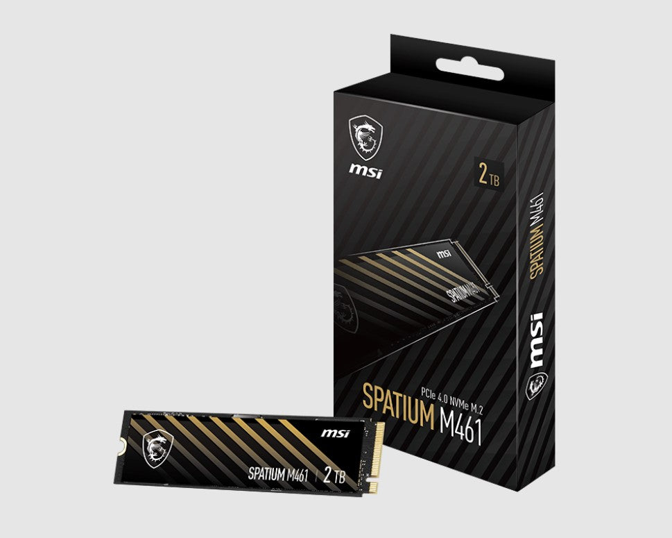 MSI SPATIUM M461 PCIe 4.0 NVMe M.2 2TB SSD, Sequential Read up to 5000MB/s, Sequential Write up to 4200MB/s, 450 TBW, 5 Year Warranty