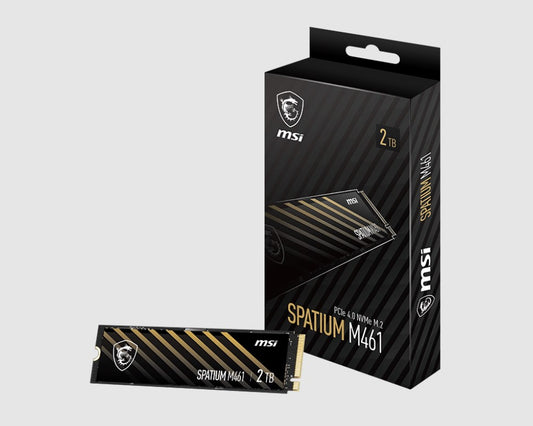 MSI SPATIUM M461 PCIe 4.0 NVMe M.2 2TB SSD, Sequential Read up to 5000MB/s, Sequential Write up to 4200MB/s, 450 TBW, 5 Year Warranty