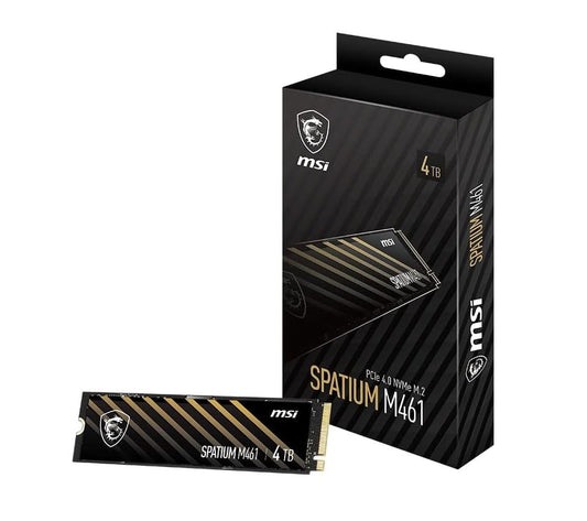 MSI SPATIUM M461 PCIe 4.0 NVMe M.2 4TB SSD, Sequential Read up to 5000MB/s, Sequential Write up to 4200MB/s, 900 TBW, 5 Year Warranty