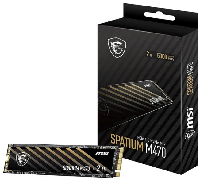 MSI SPATIUM M470 PRO PCIe 4.0 NVMe M.2 2TB SSD, Sequential Read up to 6000MB/s, Sequential Write up to 5000MB/s, 640 TBW, 5 Year Warranty (LS)