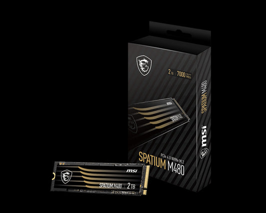 MSI SPATIUM M480 PCIe 4.0 NVMe M.2 2TB SSD, 2GB DDR4, Sequential Read up to 7000MB/s, Sequential Write up to 6800MB/s , 1400 TBW, 5 Year Warranty