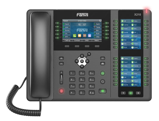 Fanvil X210 Enterprise IP Phone Qty/CTN: 10 PCS, 4.3" (Video) Colour Screen, 20 Lines, 106 x DSS Buttons, Dual Gigabit NIC, Bluetooth, *SBC Ready
