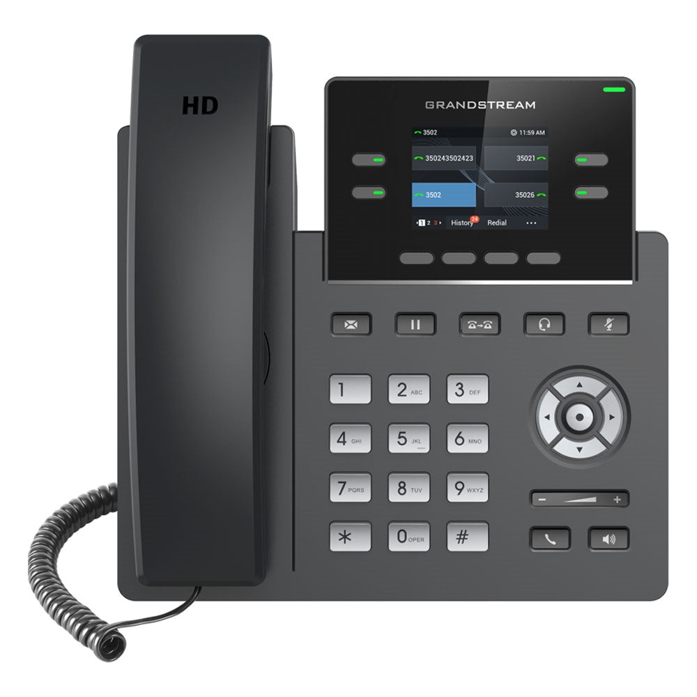 Grandstream GRP2612G Carrier Grade 4 Lines, 4 SIP Accounts, 5-way audio conference,  2.4 inch Color LCD (320x240), HD Audio