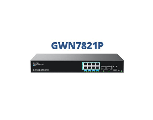 Grandstream GWN7821P Enterprise Layer 3 Managed Multi-Gigabit PoE Network Switch, 8 x 2.5 GigE PoE++, 2 x 10G SFP+