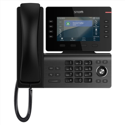 SNOM D812 Desk Telephone, 5" color LCD Screen with 8 SIP accounts, GigE ethernet switch, and 1 USB port, 8 (28) Self-Labeling Keys, PoE, 3Y Warranty